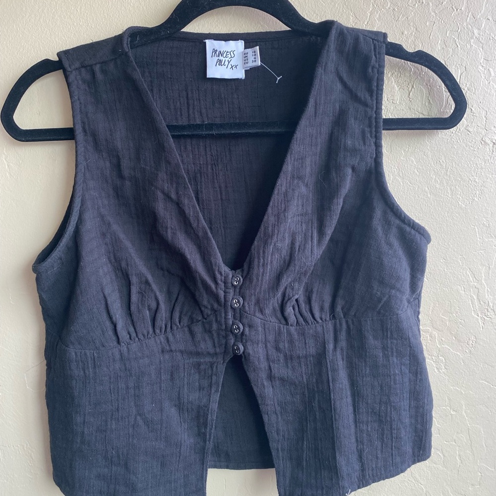 Princess Polly Gray Sleeveless Fitted Blouse